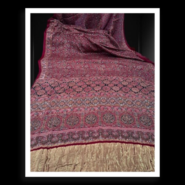 Hand Block Ajrak Saree Pure ModalSilk