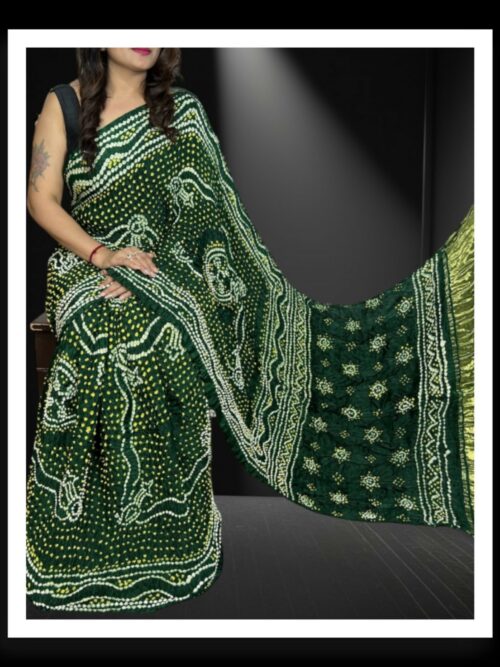 Green Chandrakhani Bandhani Saree Pure ModalSilk