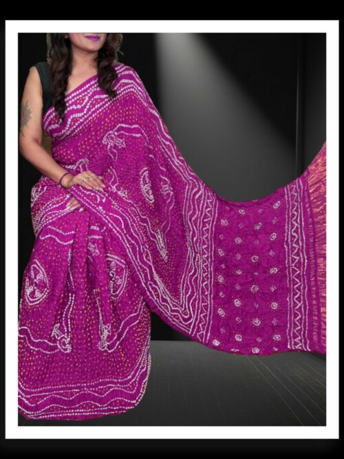Pink Chandrakhani Bandhani Saree Pure ModalSilk
