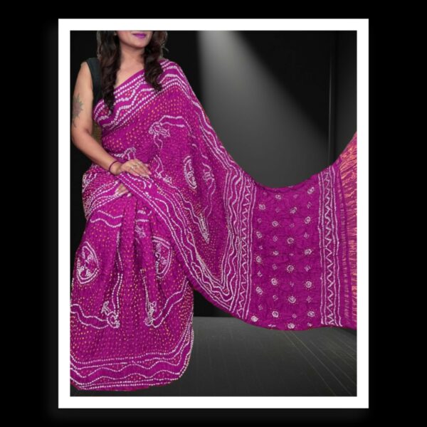 Pink Chandrakhani Bandhani Saree Pure ModalSilk