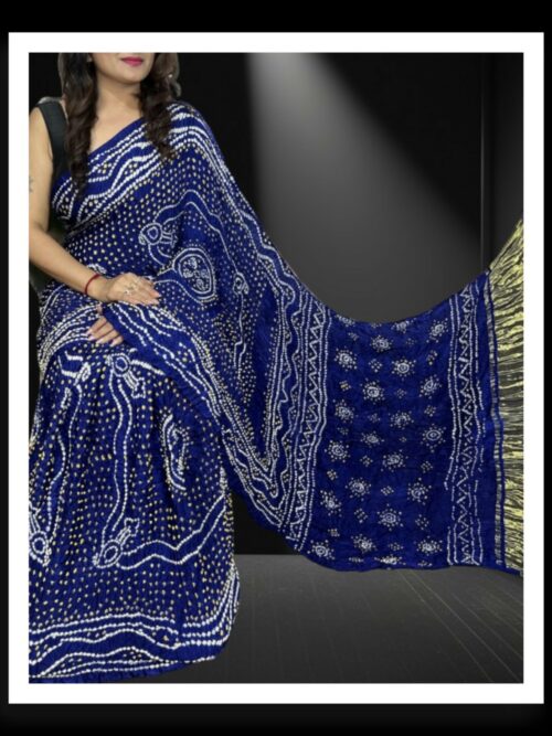 Blue Chandrakhani Bandhani Saree Pure ModalSilk