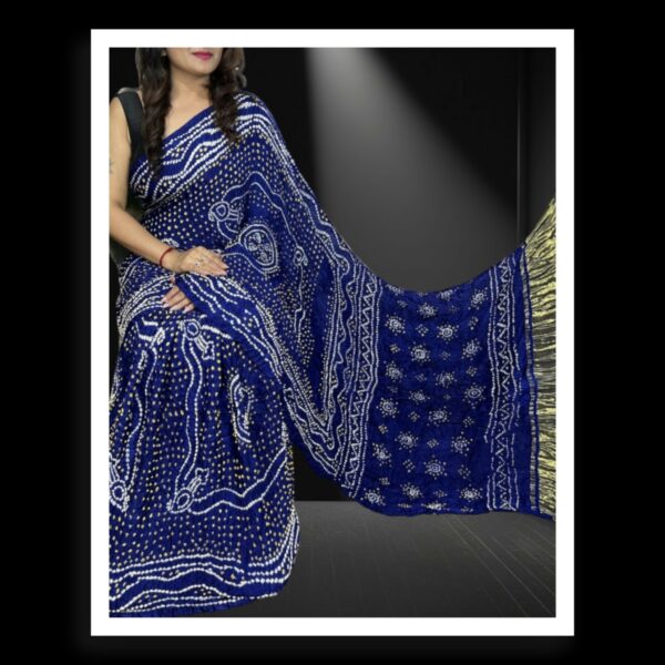 Blue Chandrakhani Bandhani Saree Pure ModalSilk