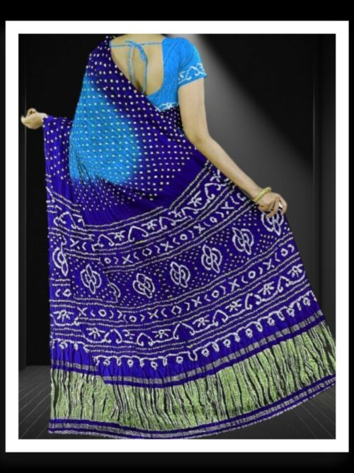 Blue Sky Pure Gaji Silk Bandhej Bandhani Saree