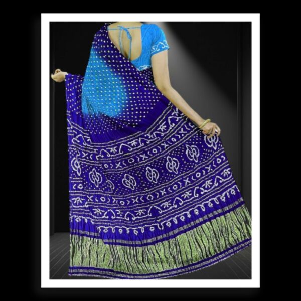 Blue Sky Pure Gaji Silk Bandhej Bandhani Saree