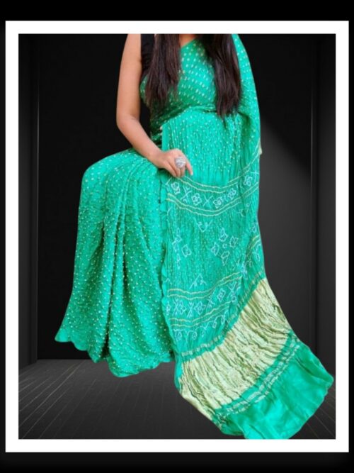 Rama Pure Gaji Silk Bandhej Bandhani Saree
