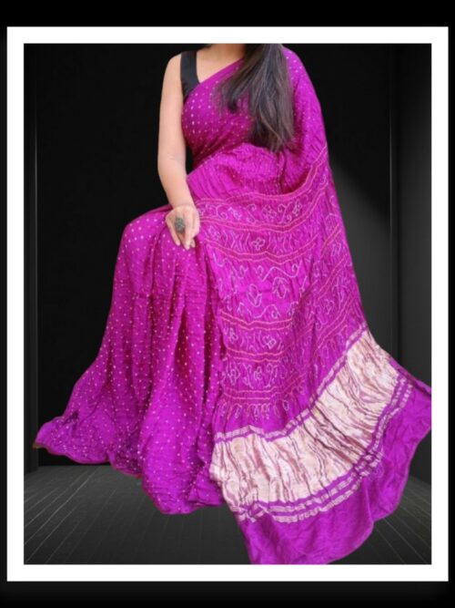 Pink Pure Gaji Silk Bandhej Bandhani Saree