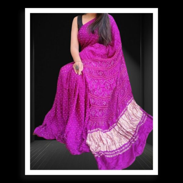 Pink Pure Gaji Silk Bandhej Bandhani Saree