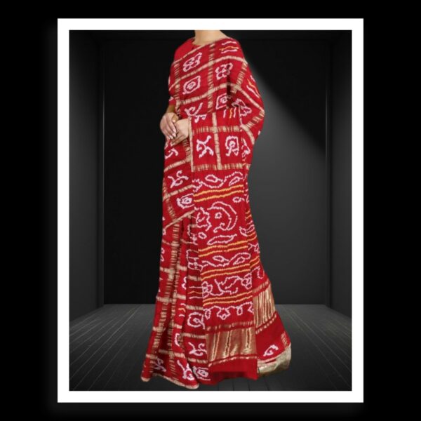 Bridal Red Bandhej Gharchola Saree Pure GajiSilk