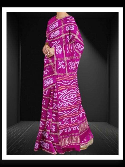 Bridal Pink Bandhej Gharchola Saree Pure GajiSilk
