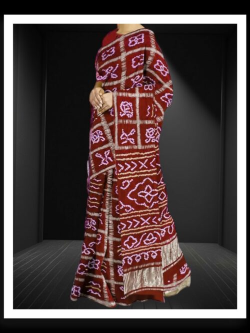 Maroon Bandhej Gharchola Saree Pure GajiSilk