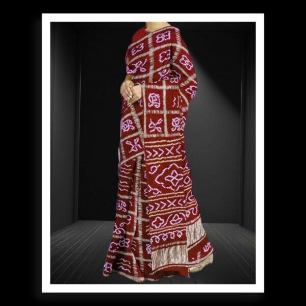 Maroon Bandhej Gharchola Saree Pure GajiSilk