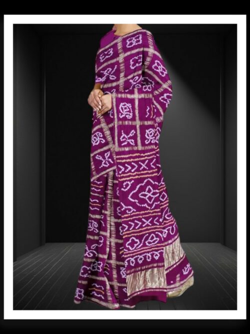 Magenta Bandhej Gharchola Saree Pure GajiSilk
