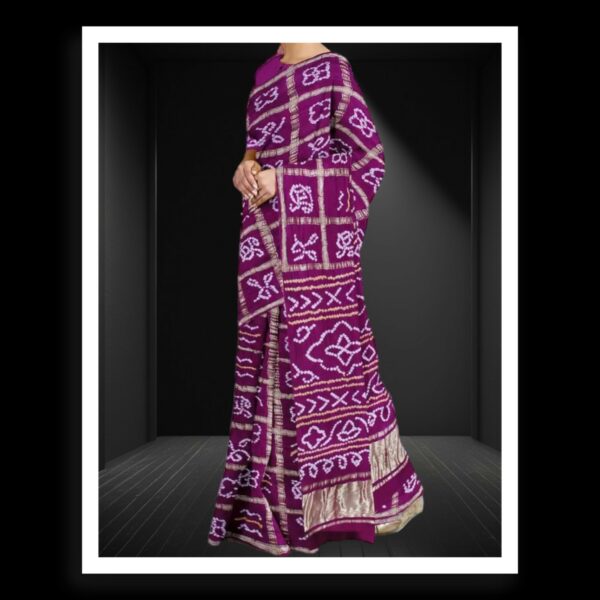 Magenta Bandhej Gharchola Saree Pure GajiSilk