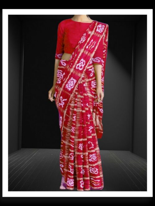 Cherry Red Bandhej Gharchola Saree Pure GajiSilk