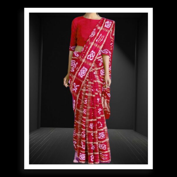 Cherry Red Bandhej Gharchola Saree Pure GajiSilk