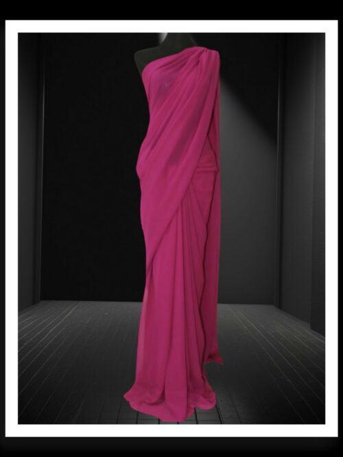 Pink Georgette Silk Plain Saree