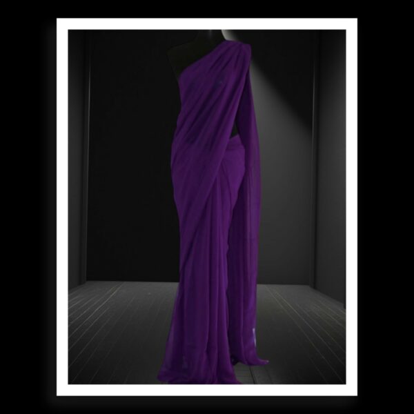 Purple Georgette Silk Plain Saree