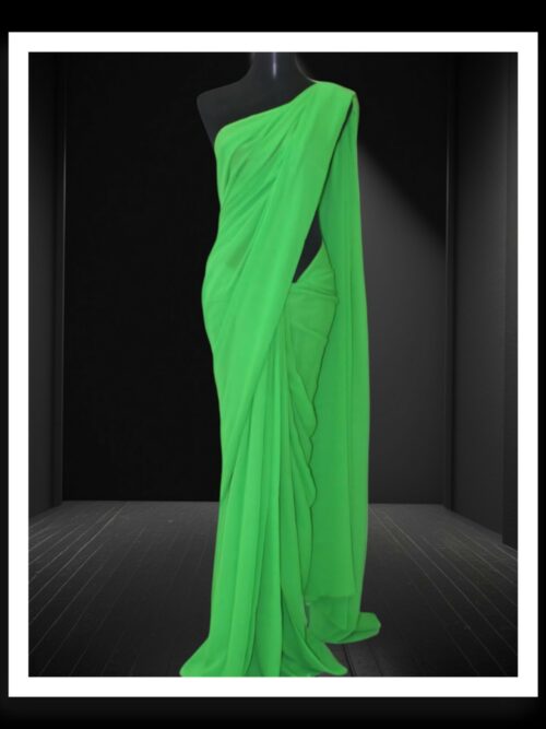 Parrot Georgette Silk Plain Saree