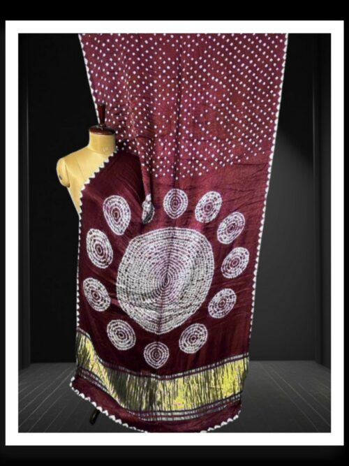 Maroon Shibori Bandhej Saree Pure ModalSilk