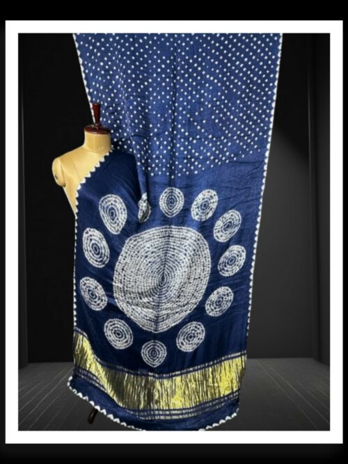 Navy Shibori Bandhej Saree Pure ModalSilk