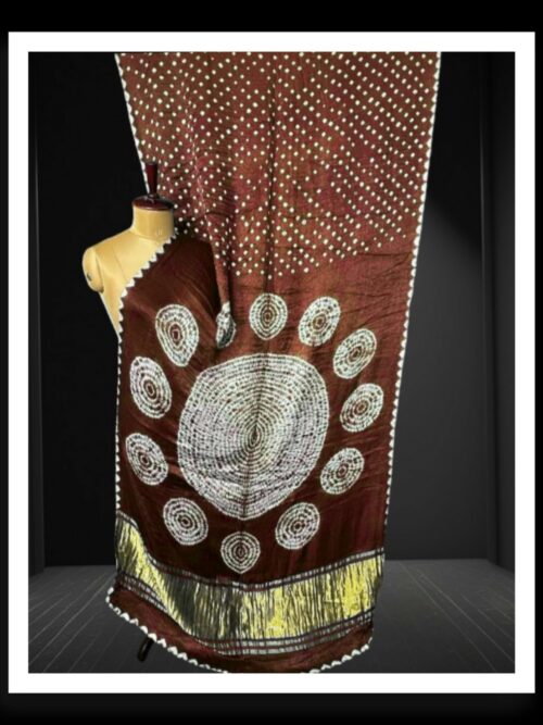 Brown Shibori Bandhej Saree Pure ModalSilk