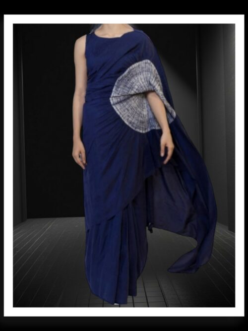 Blue Shibori Saree Tie-Dye Pure ModalSilk