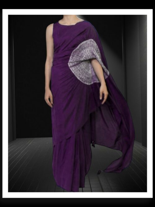 Wine Shibori Saree Tie-Dye Pure ModalSilk