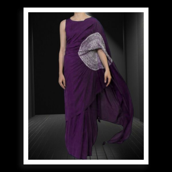 Wine Shibori Saree Tie-Dye Pure ModalSilk