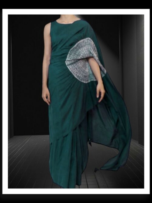 Peacock Shibori Saree Tie-Dye Pure ModalSilk
