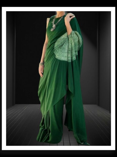 Green Shibori Saree Tie-Dye Pure ModalSilk