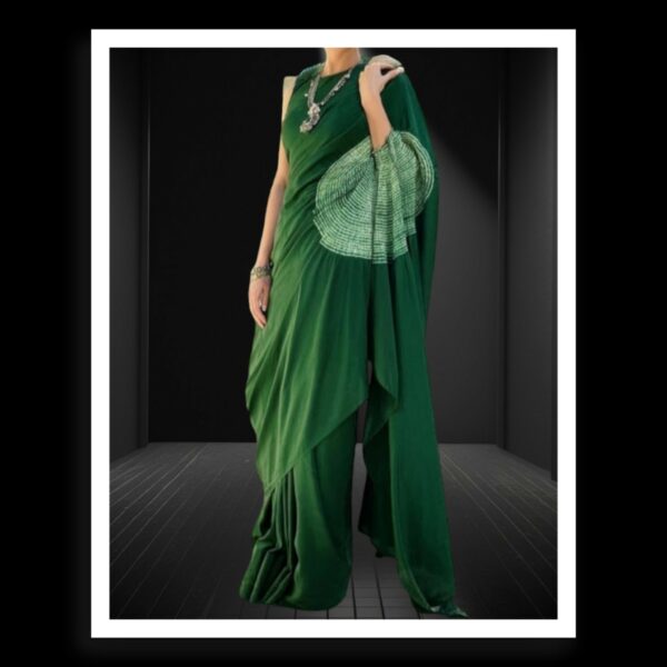 Green Shibori Saree Tie-Dye Pure ModalSilk