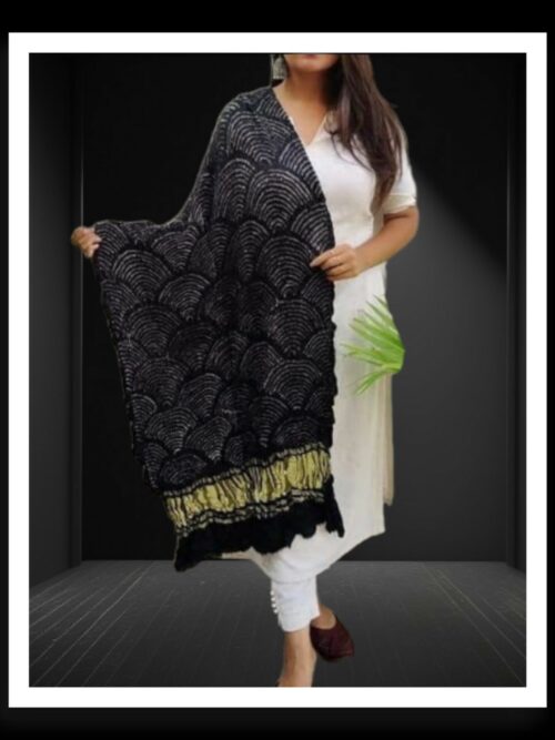 Black WiFi Bandhej Dupatta Pure GajiSilk