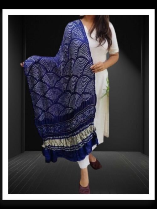 Blue WiFi Bandhej Dupatta Pure GajiSilk