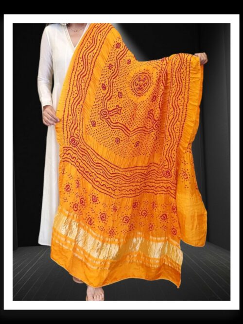 Yellow Chandrakhani Bandhani Dupatta Pure Gaji Silk