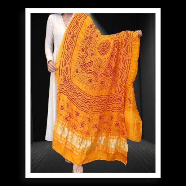 Yellow Chandrakhani Bandhani Dupatta Pure Gaji Silk