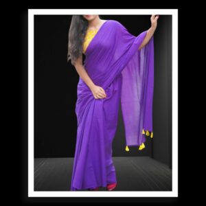 Purple Plain Cotton Silk Saree