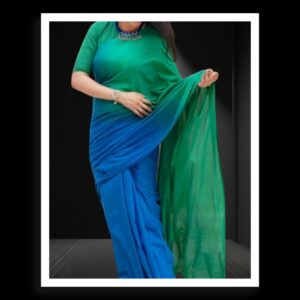 Rama Blue Plain Cotton Silk Saree