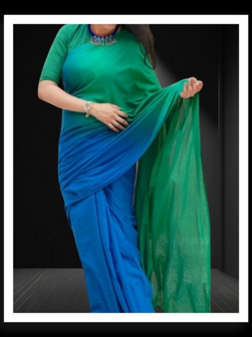 Rama Blue Plain Cotton Silk Saree