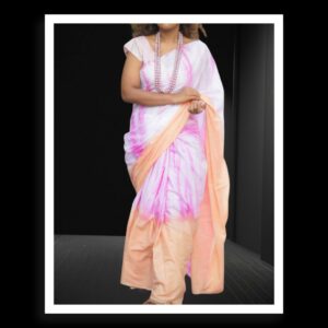 Peach Pink Plain Cotton Silk Saree