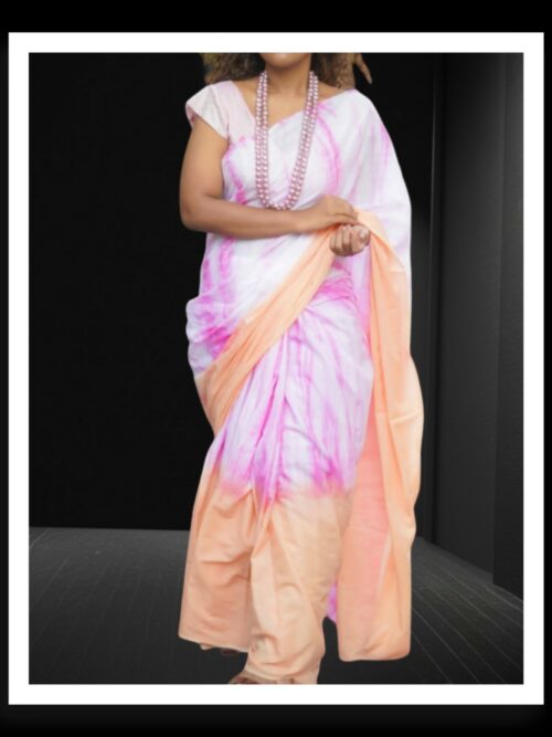 Peach Pink Plain Cotton Silk Saree