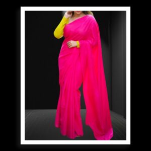 Rani Pink Plain Cotton Silk Saree