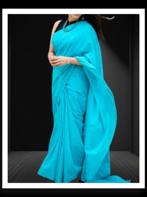 Sky Plain Cotton Silk Saree