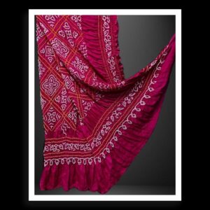Magenta Bavan Barg Pure Gaji Silk Bandhani Dupatta