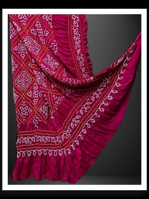 Rani Bavan Barg Pure Gaji Silk Bandhani Dupatta