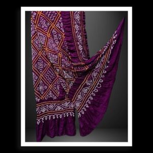 Purple Bavan Barg Pure Gaji Silk Bandhani Dupatta
