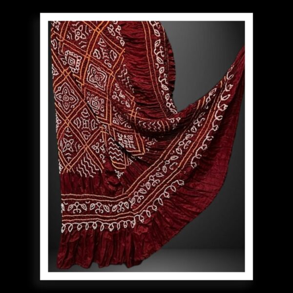 Maroon Bavan Barg Pure Gaji Silk Bandhani Dupatta