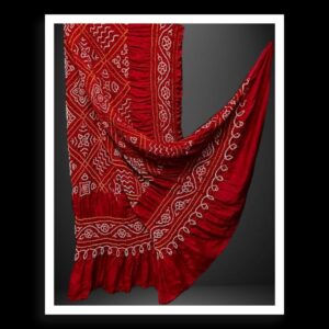 Red Bavan Barg Pure Gaji Silk Bandhani Dupatta