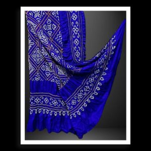 Blue Bavan Barg Pure Gaji Silk Bandhani Dupatta
