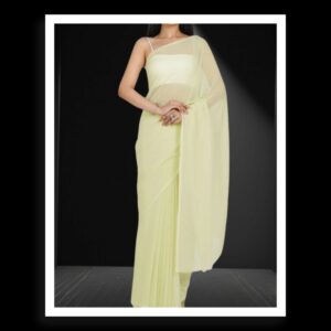 Pastel Lime Plain Georgette Silk Saree