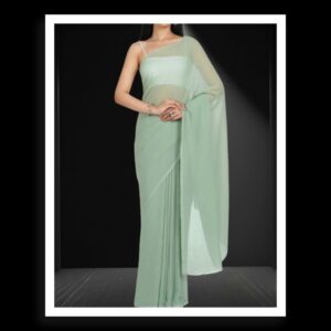 Pastel Mehendi Plain Georgette Silk Saree